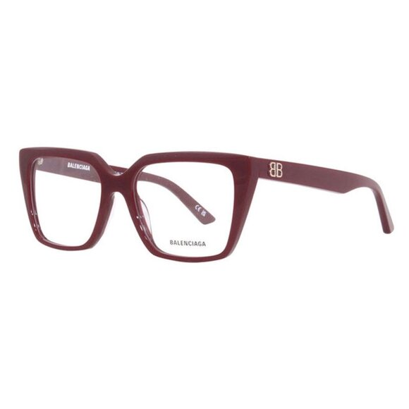 NEW BB0130O 006 BALENCIAGA BURGUNDY WOMEN SQUARE EYEGLASSES - Picture 1 of 4